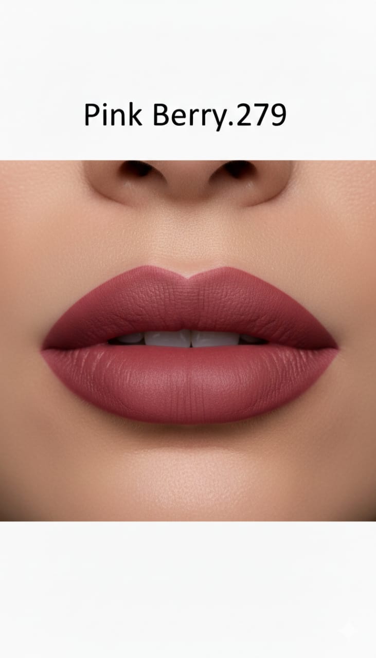 Medora matte lipstick shade 279 pink berry on lips - Pink colours collection 