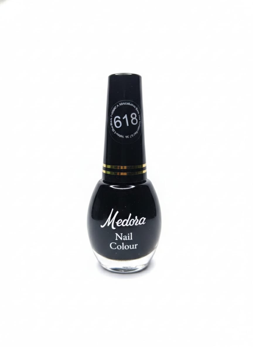 Medora fashion metallic nail polish - nail paint shade 618 (10ml) - Black colours collection 