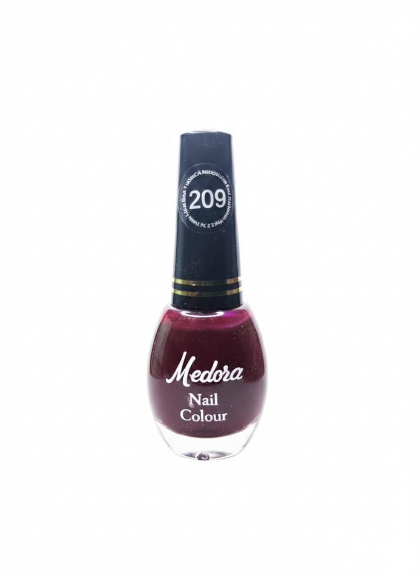 Medora matte nail polish - Nail paint shade Bordeaux 209 (10ml) - Maroon colours collection 