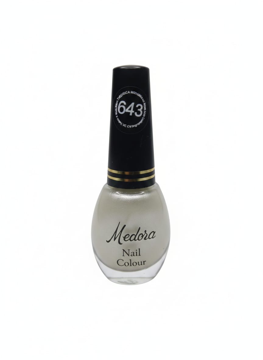 Medora fashion metallic nail polish - nail paint shade 643 (10ml) - White colours collection 