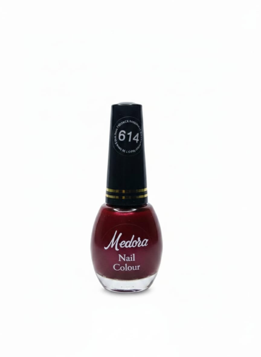 Medora fashion metallic nail polish - nail paint shade 614 (10ml) - Maroon colours collection 