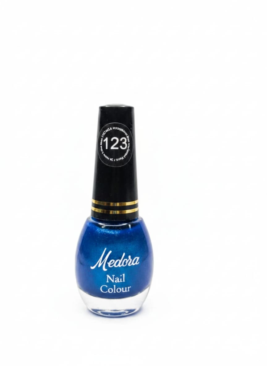 Medora fashion metallic nail polish - nail paint shade 123 (10ml) - Blue colours collection 