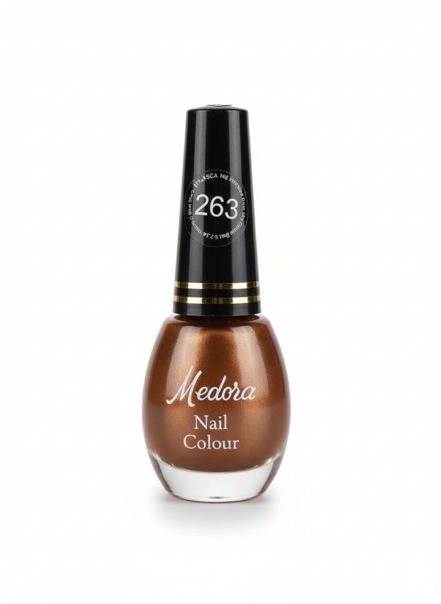 Medora matte nail polish - Nail paint shade Jazzy brown 263 (10ml) - Brown colours collection 