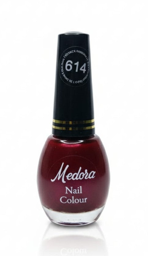 Medora fashion metallic nail polish - nail paint shade 614 (10ml) - Mahroon colours collection 