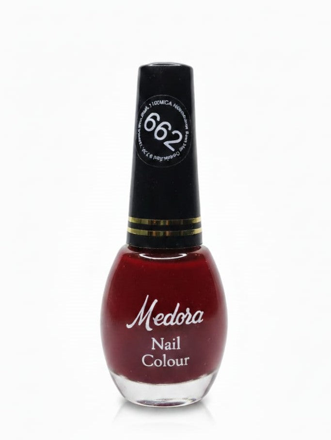 Medora fashion metallic nail polish - nail paint shade 662 (10ml) - Maroon colours collection 