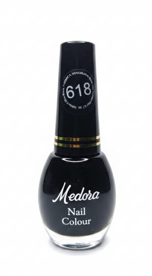 Medora fashion metallic nail polish - nail paint shade 618 (10ml) - Black colours collection 