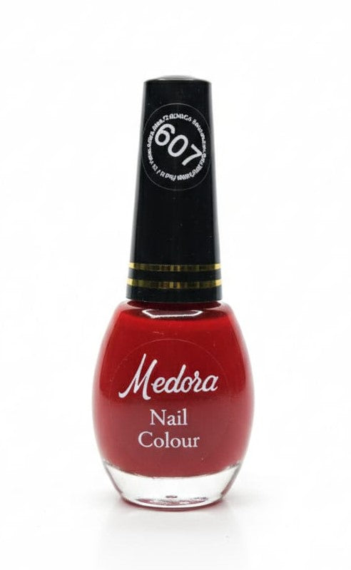 Medora fashion metallic nail polish - nail paint shade 607 (10ml) - Red colours collection 