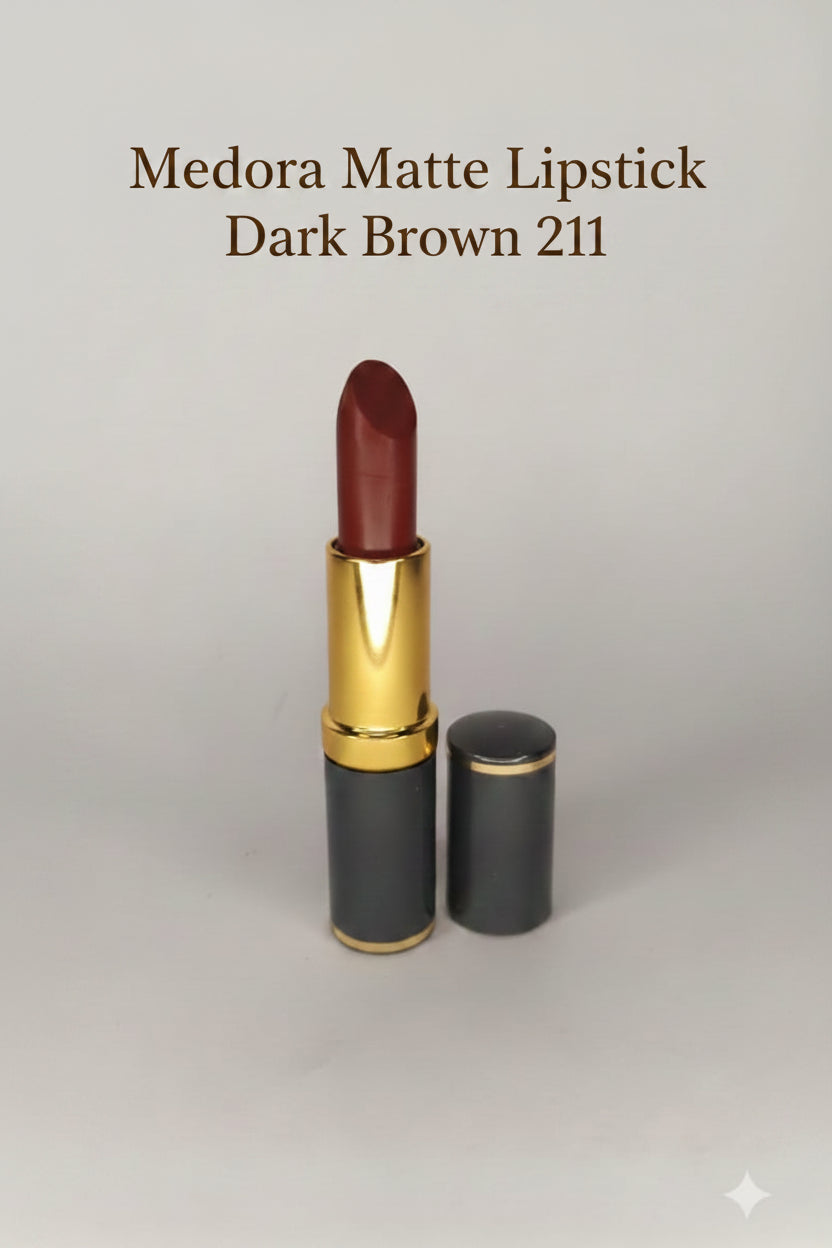 Medora matte lipstick shade 211 Dark brown - Brown colours collection 
