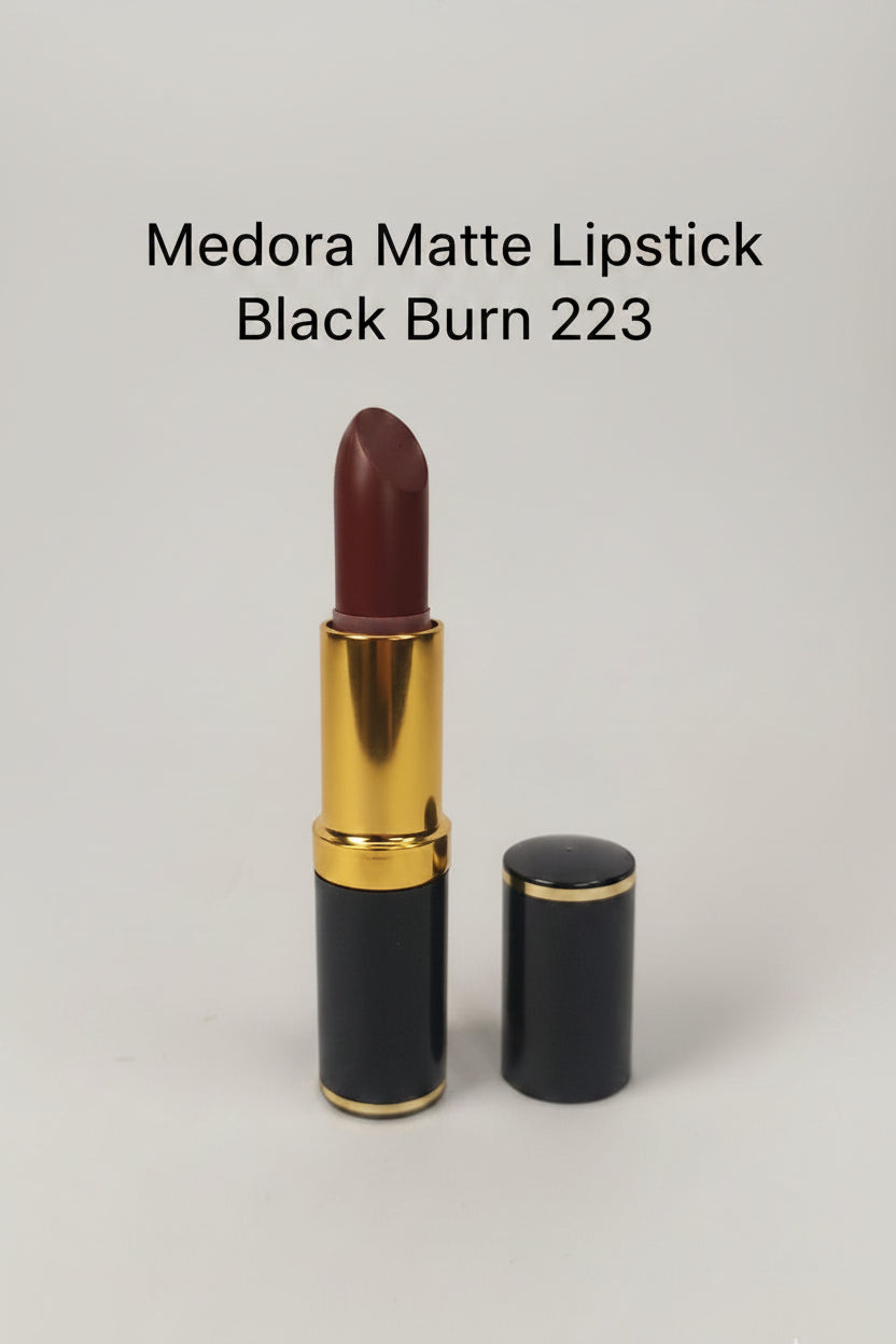 Medora matte lipstick shade 223 Black burn - Brown colours collection 