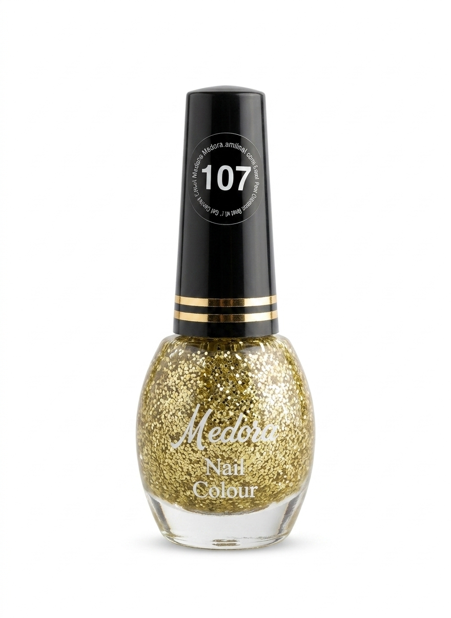Medora Glitter nail polish - Nail paint shade 107 (10ml) - Shimmery colours collection 
