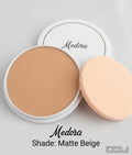 Medora face powder compact in Matte beige; long-lasting matte pressed powder for a smooth complexion