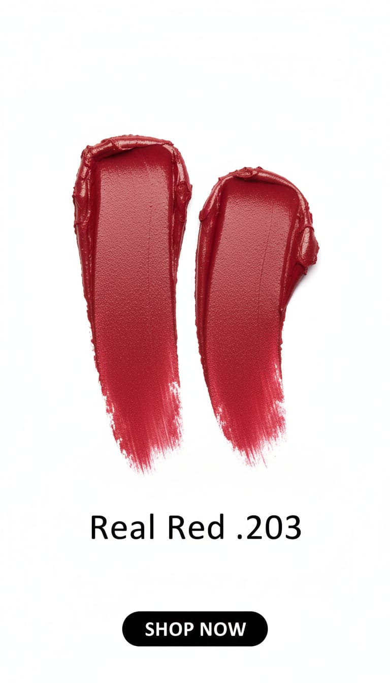 Medora matte lipstick shade 203 real red swatch - Red colours collection 