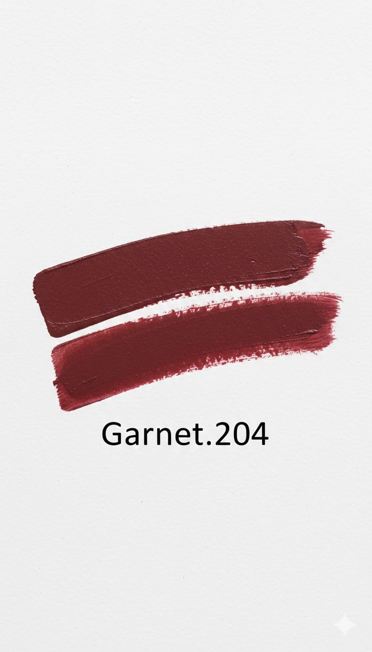 Medora matte lipstick shade 204 garnet swatch - Maroon colours collection 