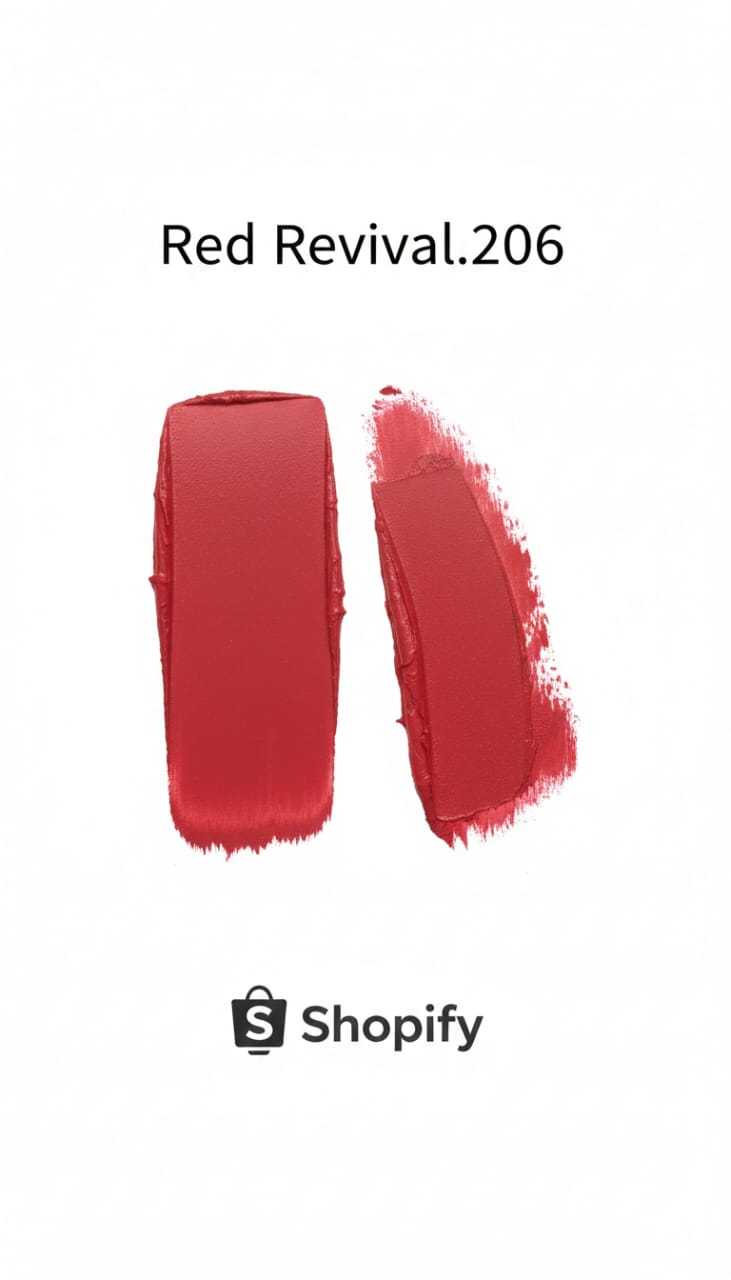 Medora matte lipstick shade 206 Red revival swatch - Red colours collection 