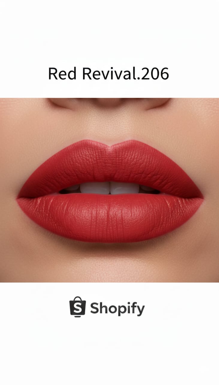 Medora matte lipstick shade 206 red revival on lips - Red colours collection 