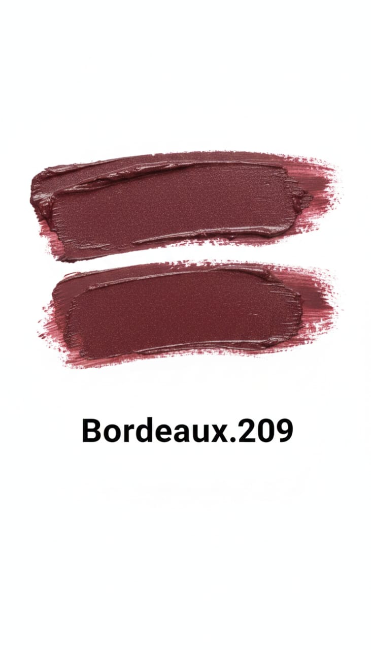 Medora matte lipstick 209 Bordeaux swatch - Maroon colours collection 