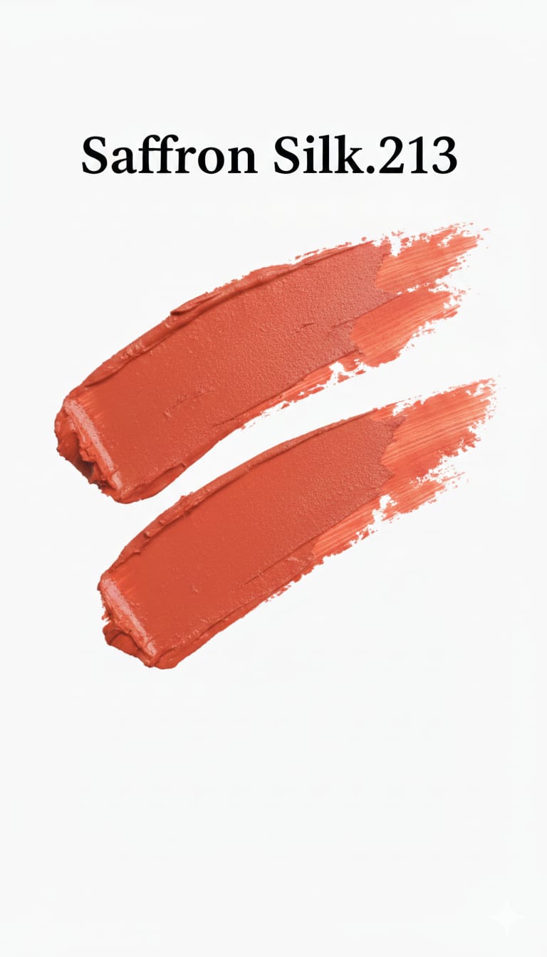 Medora matte lipstick 213 saffron silk Swatch - Orange colours collection 