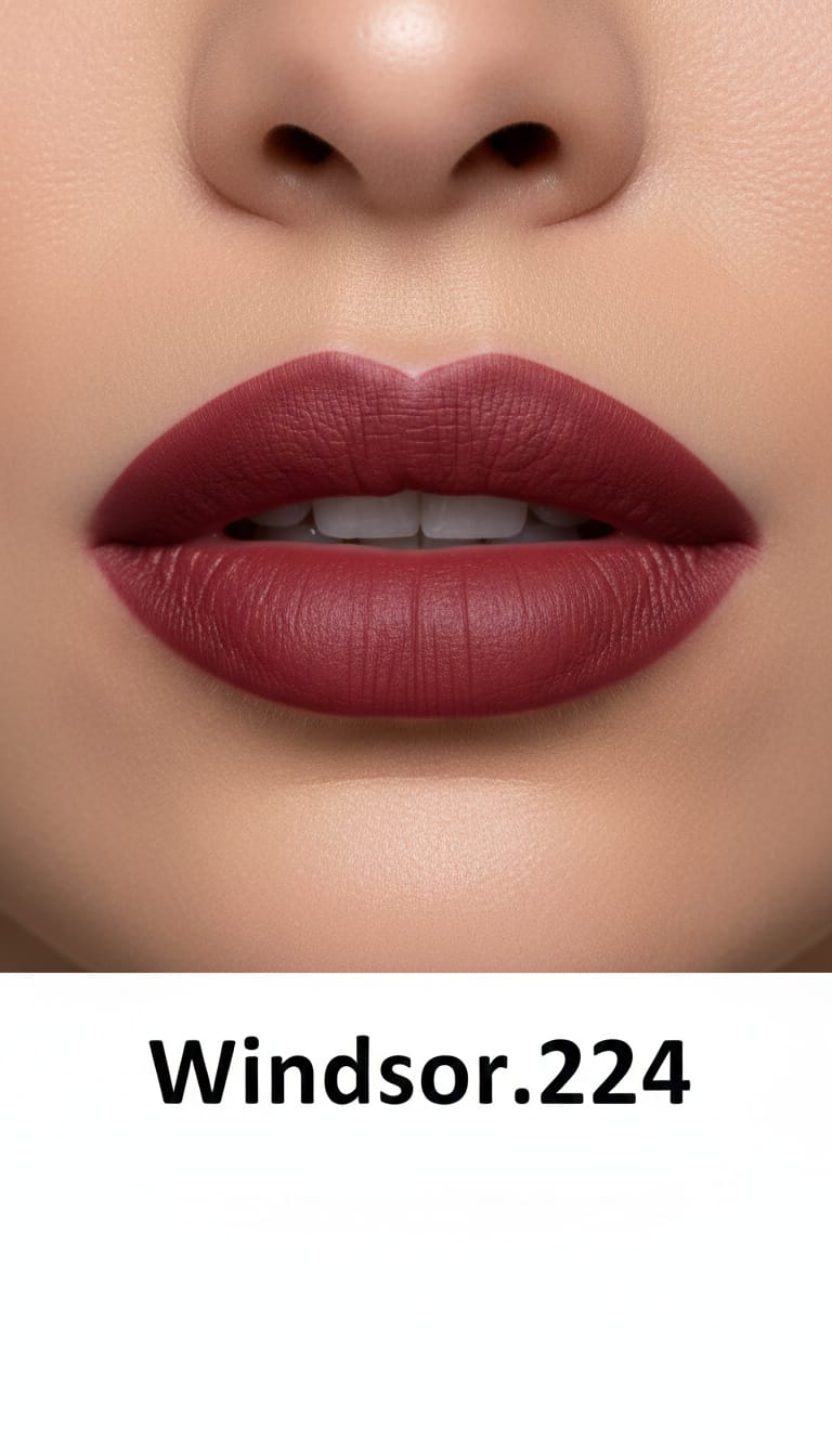 Medora matte lipstick shade 224 windsor on lips - Maroon colours collection 