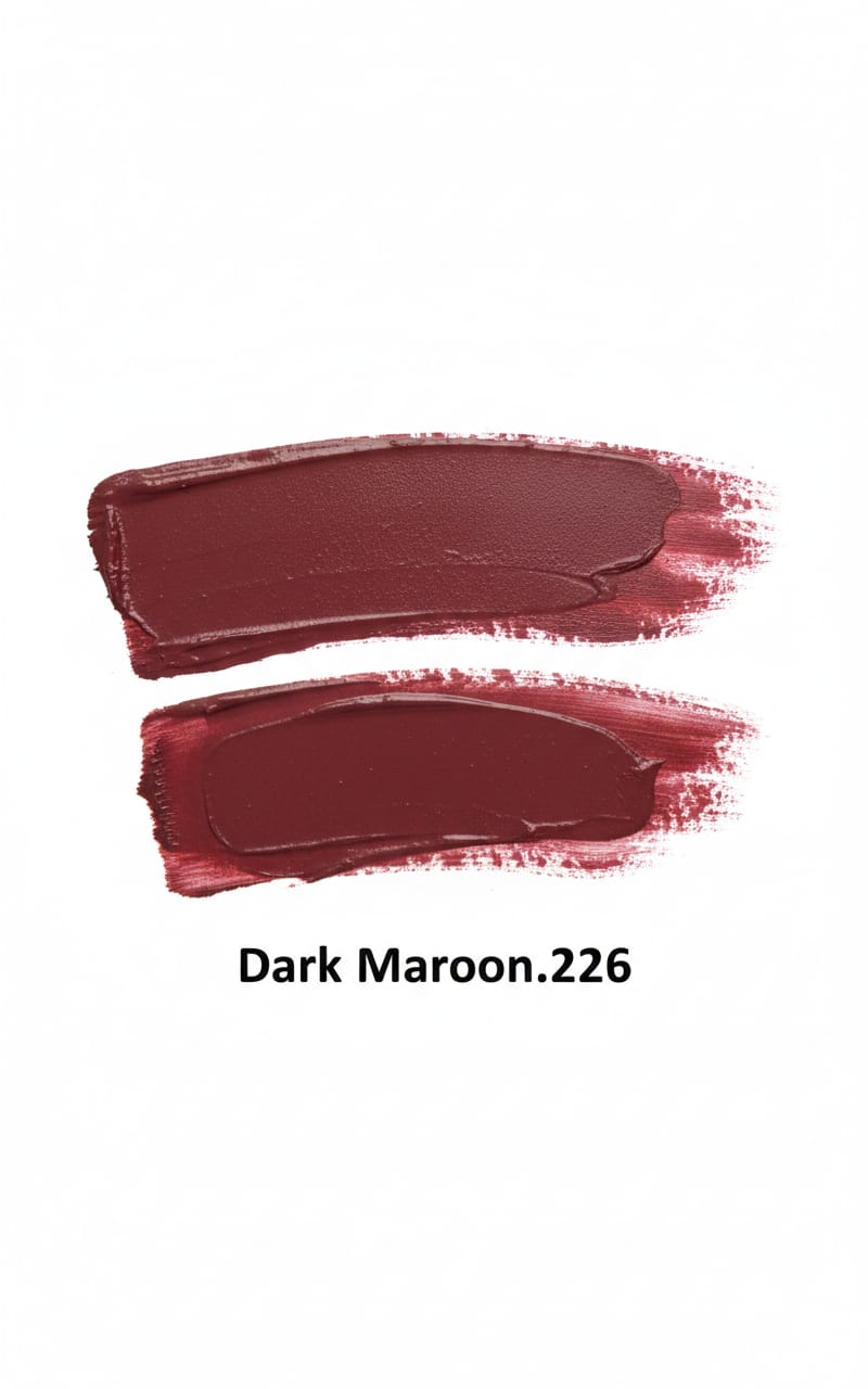 Medora matte lipstick shade 226 dark maroon swatch - Maroon colours collection 