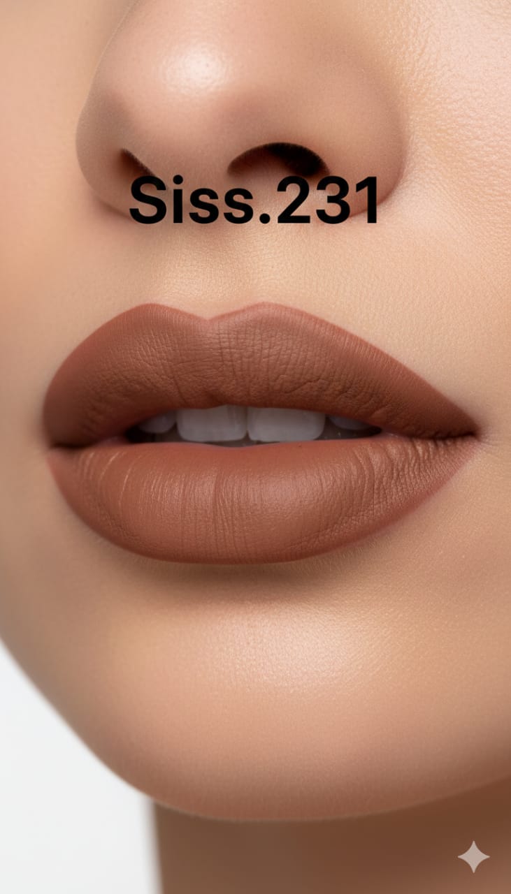 Medora matte lipstick shade 231 siss on lips - Skin/Nude colours collection 