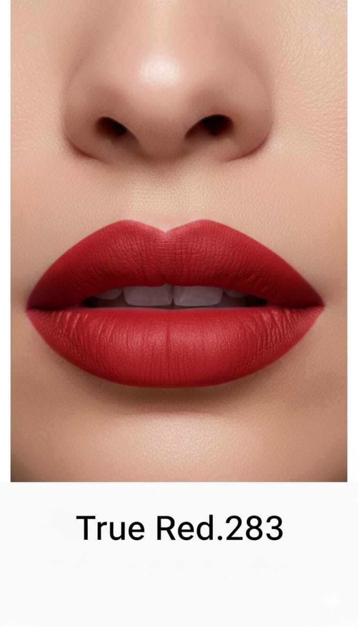 Medora matte lipstick shade 283 true red on lips - Red colours collection 
