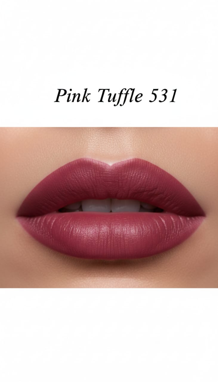 Medora matte lipstick shade 531 pink tuffle on lips - Shocking pink colours collection 
