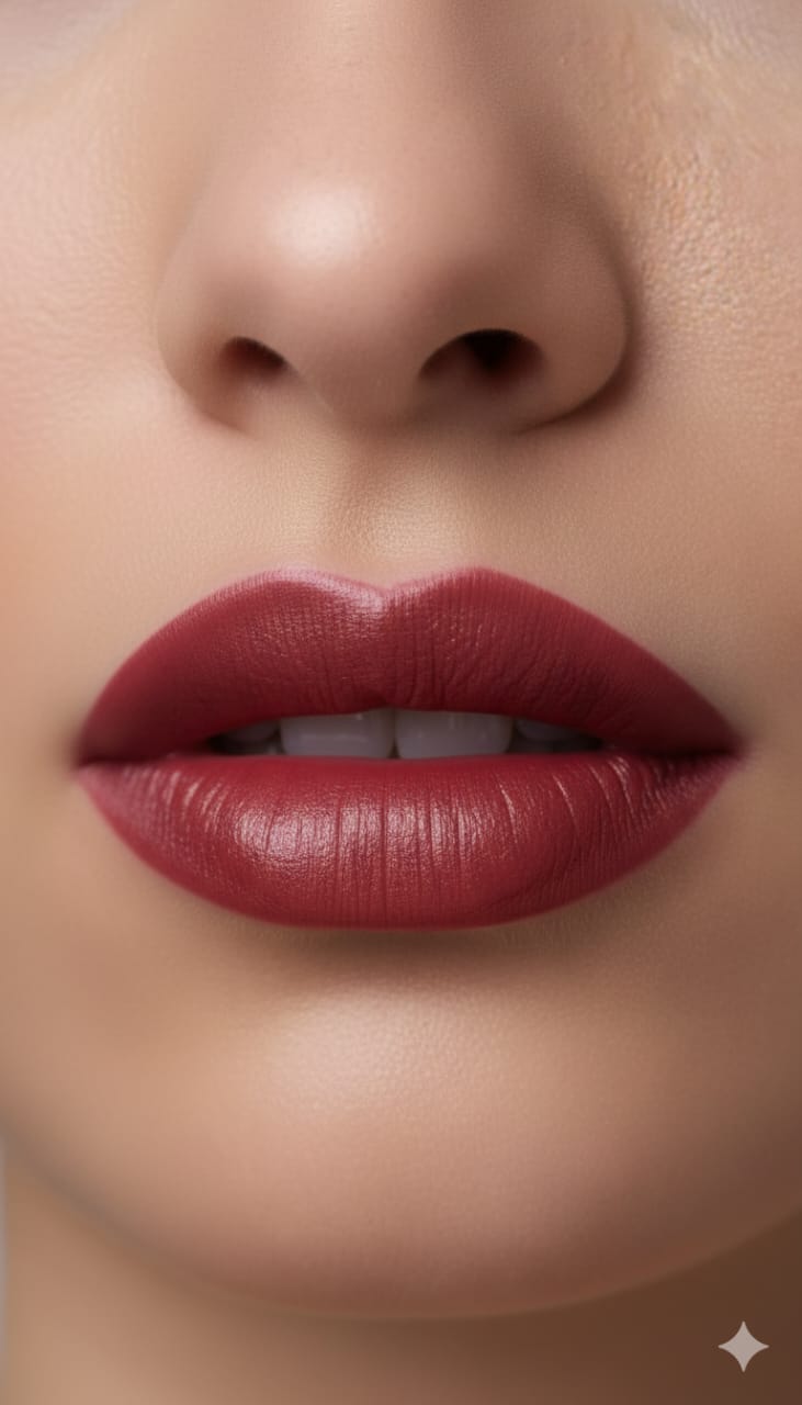 Medora matte lipstick shade frivole on lips - Purple colours collection 