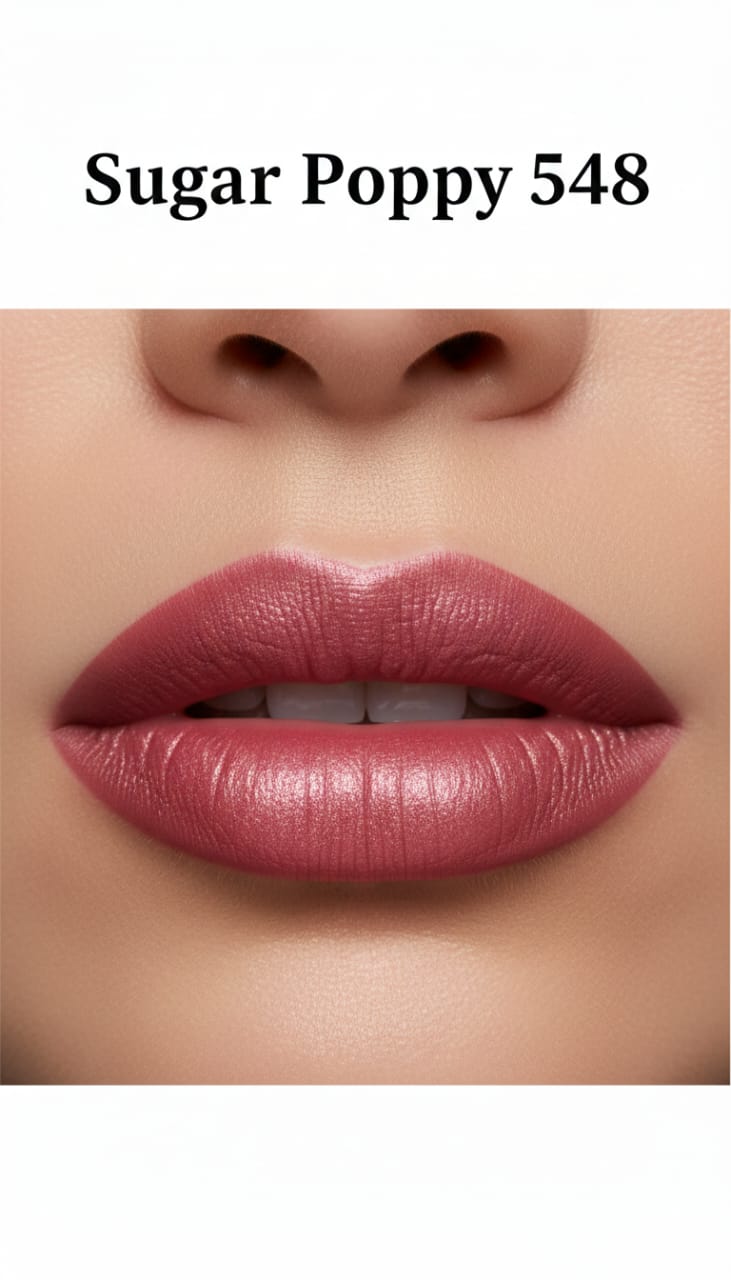 Medora matte lipstick shade 548 augar poppy on lips - Pink colours collection 