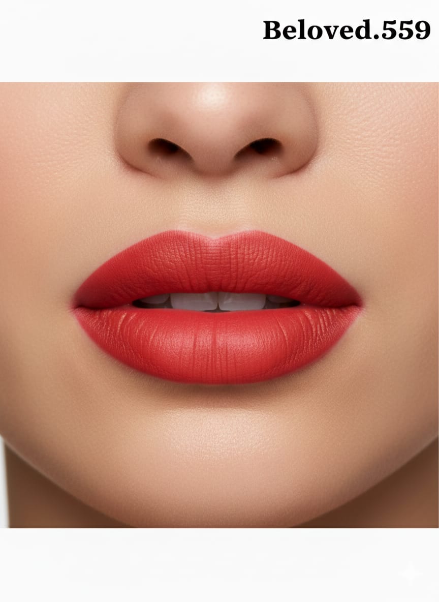 Medora matte lipstick shade 559 beloved on lips - orange colours collection 