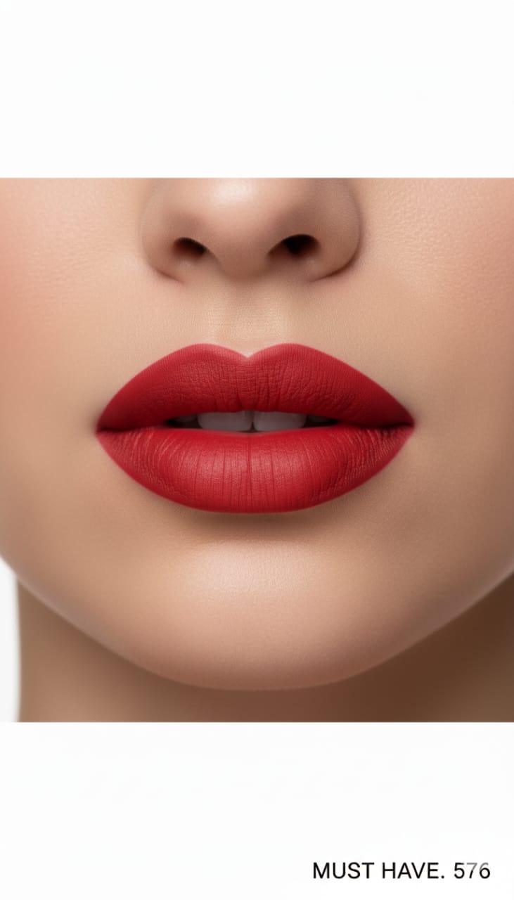 Medora matte lipstick shade 576 must have on lips - Orange colours collection 
