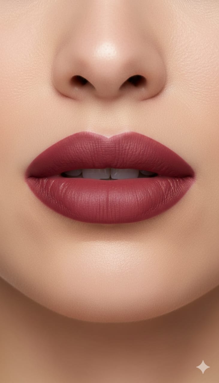 Medora matte lipstick shade 264 rose berry on lips - Pink colours collection 