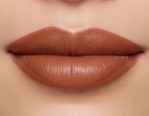 Medora matte lipstick shade 232 desert brown on lips 