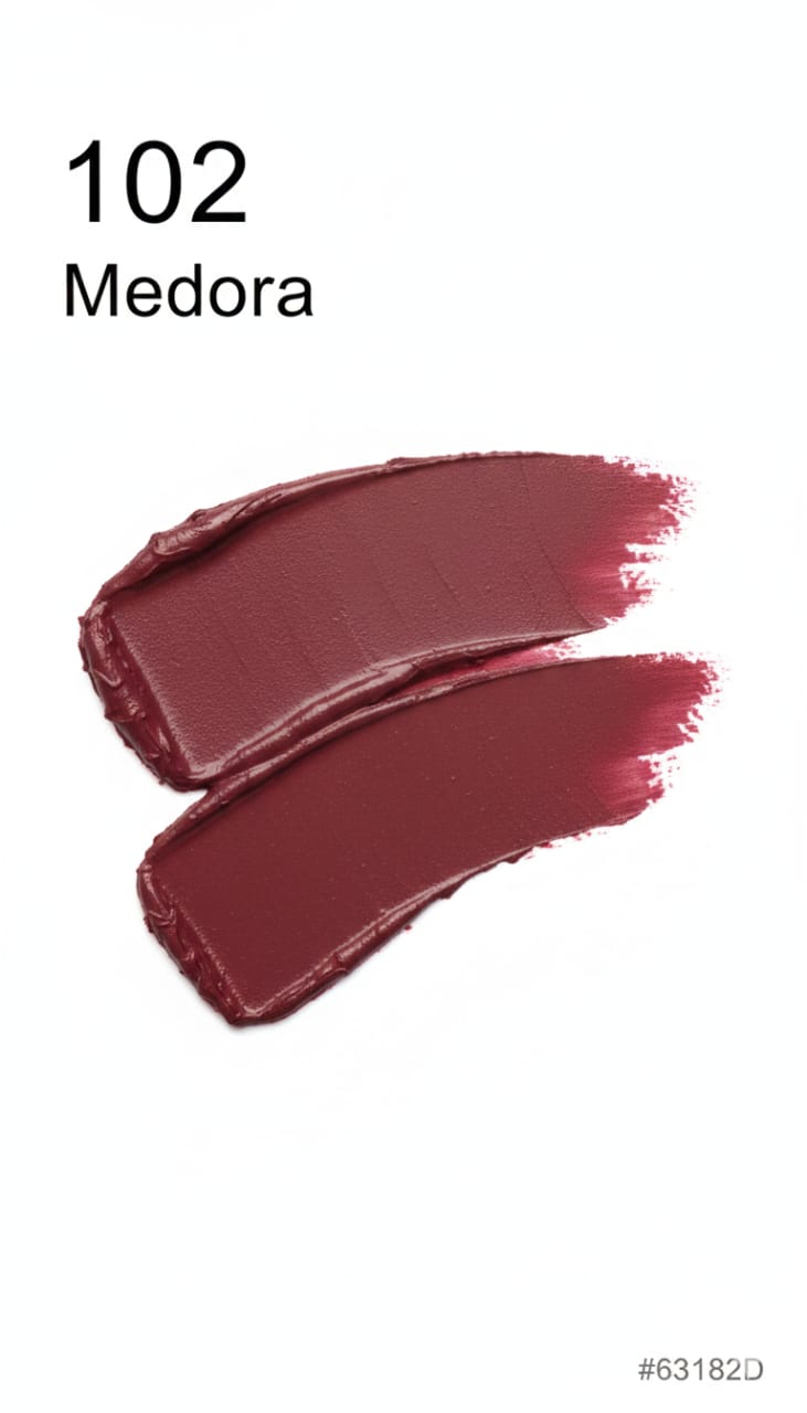 Medora Glossy lipstick shade 102 swatch - Maroon colours collection 
