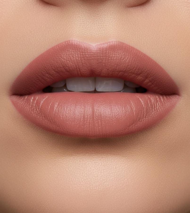 Medora matte lipstick shade 235 viva glam on lips - Skin/Nude colours collection 